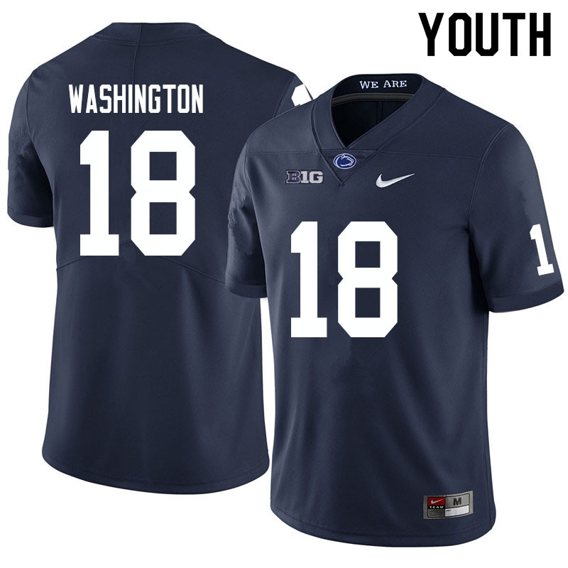 Youth #18 Parker Washington Penn State Nittany Lions College Football Jerseys Sale-Navy - Click Image to Close